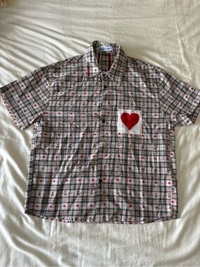 Aelfric Eden Crochet Heart Pocket Plaid Shirt